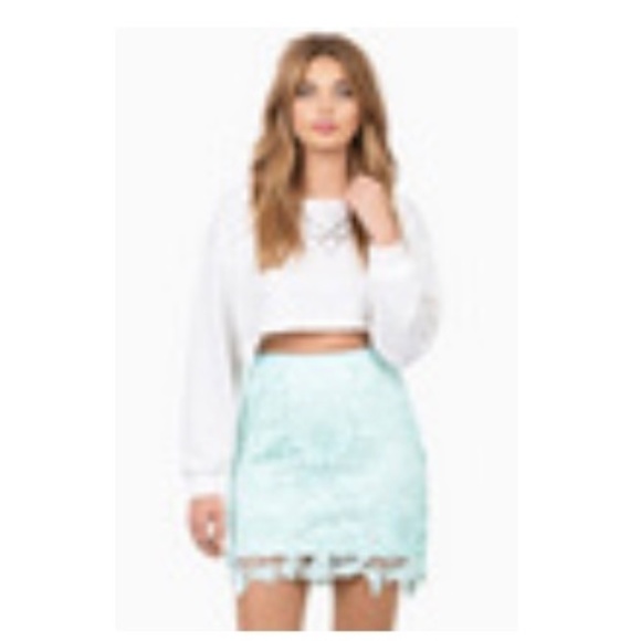 Tobi Womens Lace Crochet Overlay Mini Skirt Mint Size XS - Picture 6 of 6